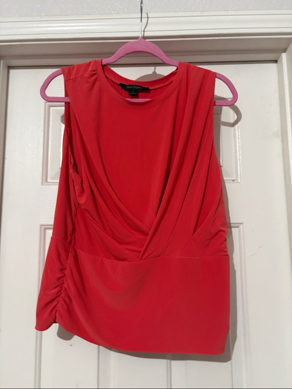 Cynthia Steffe Red Draped Sleeveless Tank